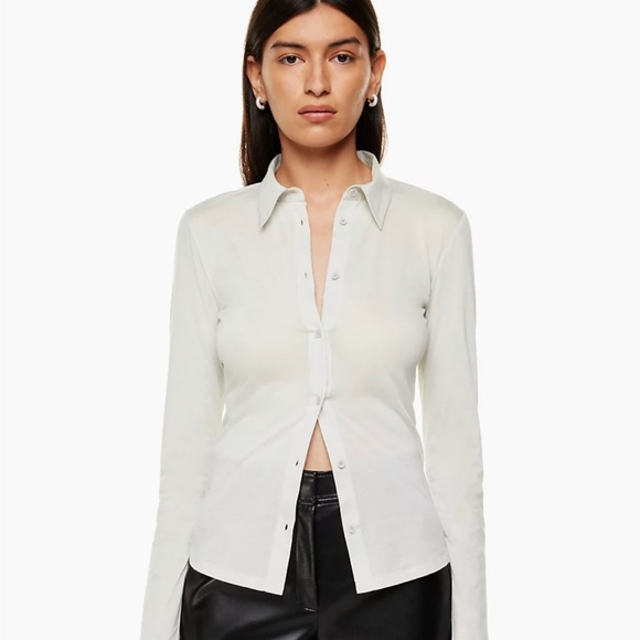 Aritzia Babaton InTouch Light Grey Button Up Shirt Size M - Picture 1 of 4